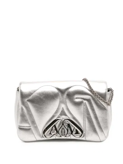 Pre-owned Alexander Mcqueen 2010-2025 Mini Lambskin The Seal Chain Crossbody Bag In Silver