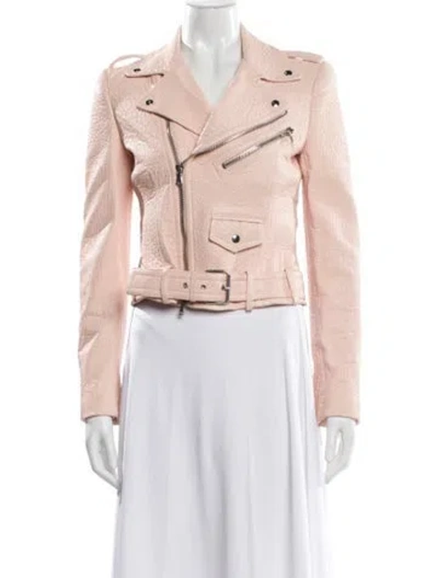 Pre-owned Alexander Mcqueen 2010's Leather Biker Jacket In Pink