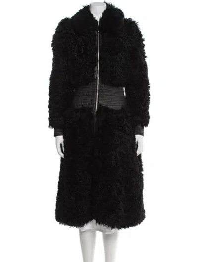 Pre-owned Alexander Mcqueen 2010's Shearling Fur Coat In Black