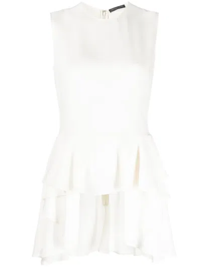 Pre-owned Alexander Mcqueen 2010s Asymmetric Peplum Hem Blouse In White