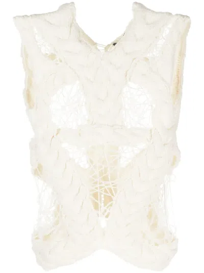 Pre-owned Alexander Mcqueen 2010s Face Crochet Panelled Blouse In Neutrals