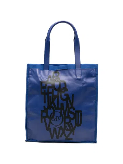 Pre-owned Alexander Mcqueen 2010s Logo-print Tote Bag In Blue