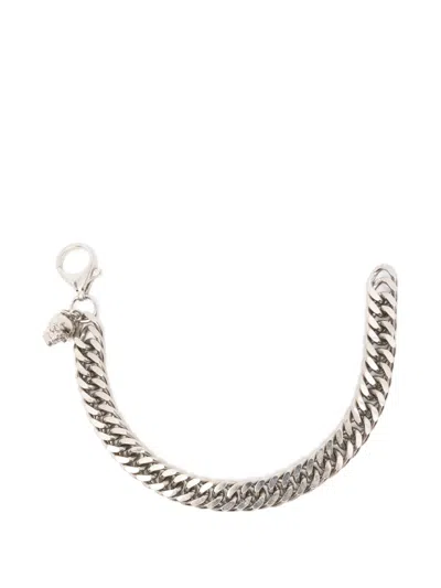 Pre-owned Alexander Mcqueen 2010s Skull Curb-link Keychain In Silver