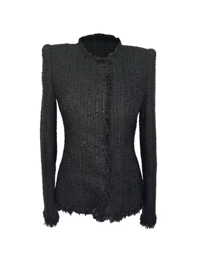 Pre-owned Alexander Mcqueen 2010s Tweed Jacket In Black