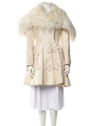Pre-owned Alexander Mcqueen 2012 Wool Fur Coat In Neutral