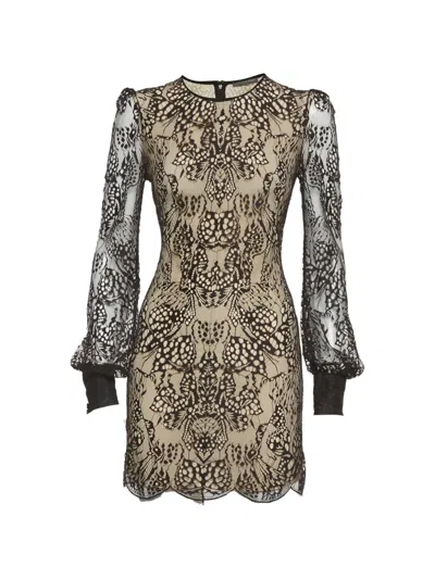 Pre-owned Alexander Mcqueen 2016 Laced Mini Dress In Black