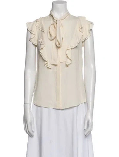 Pre-owned Alexander Mcqueen 2016 Silk Blouse In White