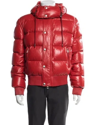 Pre-owned Alexander Mcqueen 2016-2017 Lamb Leather Puffer Coat In Red