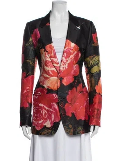 Pre-owned Alexander Mcqueen 2018 Floral Print Blazer In Black