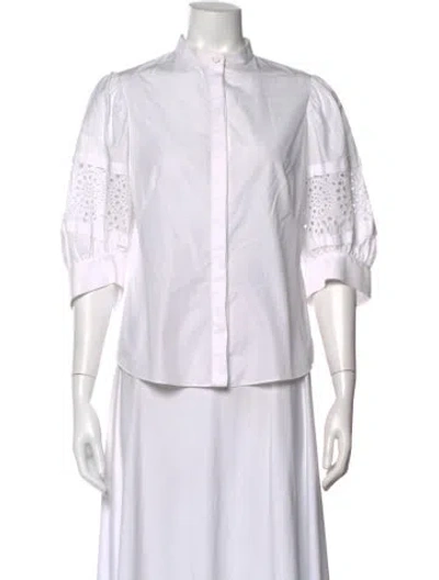Pre-owned Alexander Mcqueen 2018 Three-quarter Sleeve Blouse In White