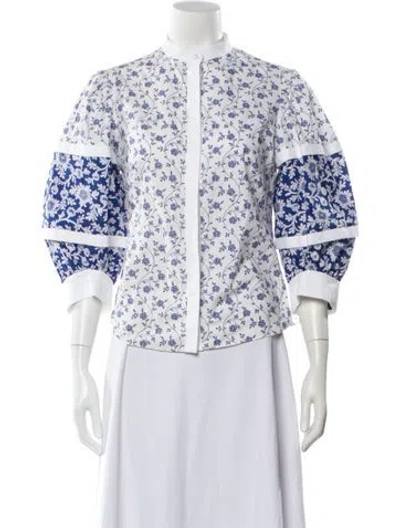 Pre-owned Alexander Mcqueen 2019 Floral Print Blouse In White
