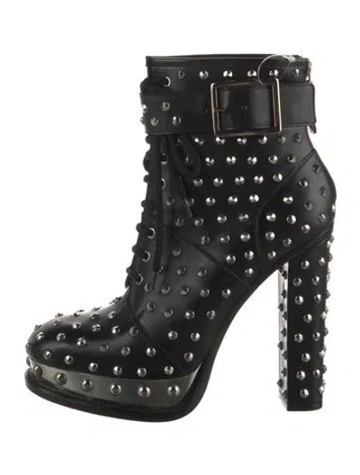 Pre-owned Alexander Mcqueen 2019 Leather Combat Boots In Black