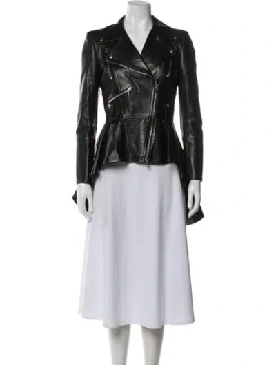 Pre-owned Alexander Mcqueen 2020 Leather Biker Jacket In Black