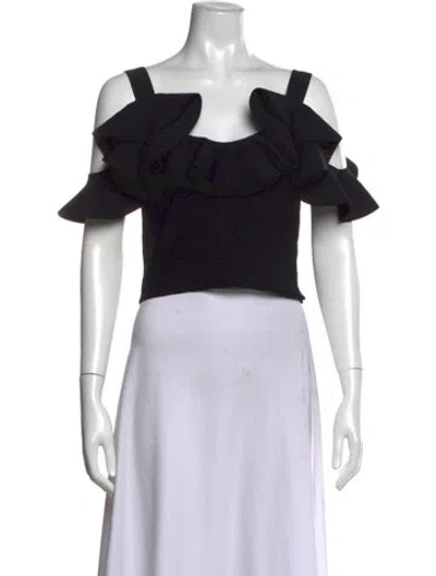 Pre-owned Alexander Mcqueen 2020 Square Neckline Crop Top In Black