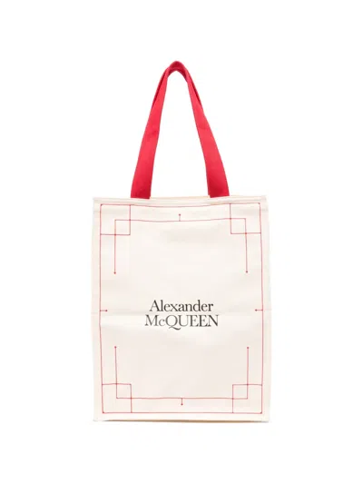 Pre-owned Alexander Mcqueen 2020s Logo-print Tote Bag In Neutral