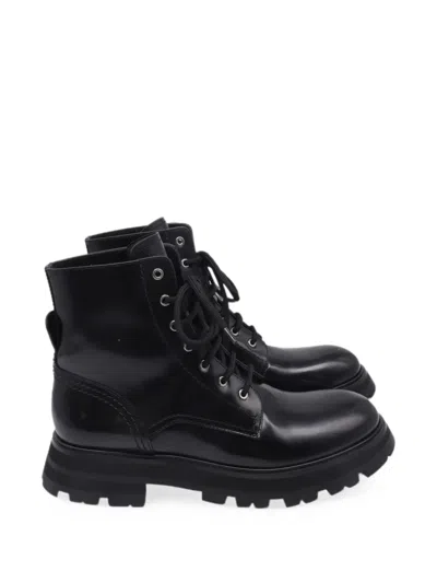 Pre-owned Alexander Mcqueen 2020s Wander Leather Boots In Black