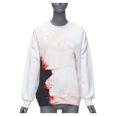 Pre-owned Alexander Mcqueen 2021 Anemone Floral Print Cotton Crew Sweatshirt It36 Xxs In Gray