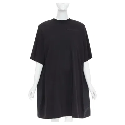 Pre-owned Alexander Mcqueen 2021 Black Hybrid Flared Back Oversized Tshirt Dress It48 Xxl