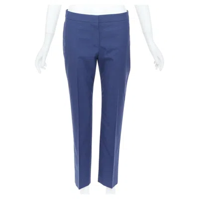 Pre-owned Alexander Mcqueen 2021 Blue Mid Rise Straight Leg Tailored Trousers Pants It40 S