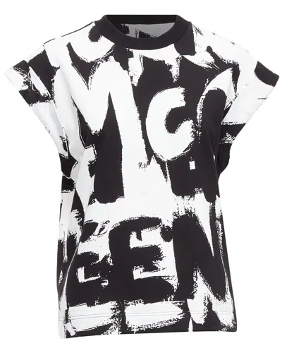 Pre-owned Alexander Mcqueen 2021 Graffiti Boxy Top In Black/black