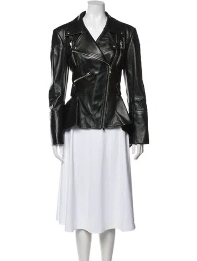 Pre-owned Alexander Mcqueen 2021 Leather Biker Jacket In Black