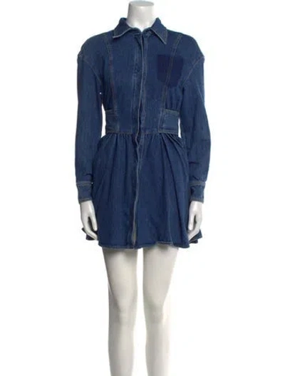 Pre-owned Alexander Mcqueen 2021 Mini Dress In Blue