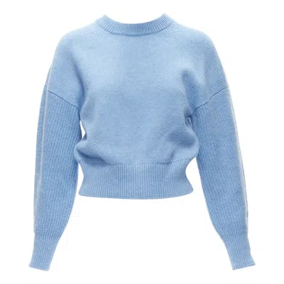 Pre-owned Alexander Mcqueen 2021 Powder Blue Speckled Wool Boxy Cropped Sweater Xs