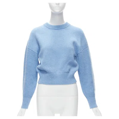 Pre-owned Alexander Mcqueen 2021 Powder Blue Speckled Wool Boxy Cropped Sweater Xs