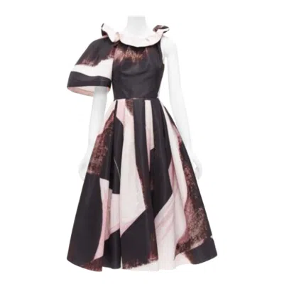 Pre-owned Alexander Mcqueen 2022 Charles Arnoldi Brushstroke Print Asymmetric Gown It38 Xs In Black