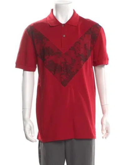 Pre-owned Alexander Mcqueen 2022 Lace Pattern Polo Shirt In Red