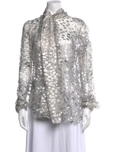 Pre-owned Alexander Mcqueen 2022 Printed Blouse In Gray