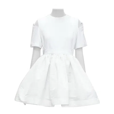 Pre-owned Alexander Mcqueen 2022 White Cut Out Shoulder Flared Short Dress It38 Xs