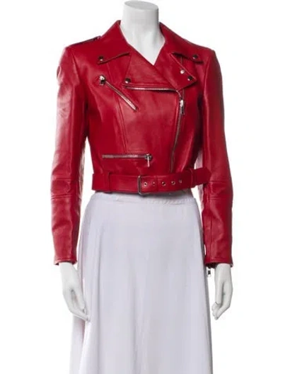 Pre-owned Alexander Mcqueen 2023 Leather Biker Jacket In Red