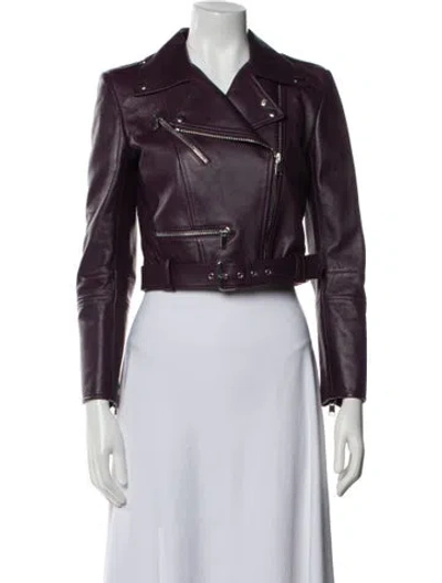 Pre-owned Alexander Mcqueen 2023 Leather Biker Jacket W/ Tags In Purple