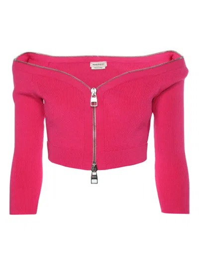 Pre-owned Alexander Mcqueen 2023 Off-shoulder Zip-up Cardigan