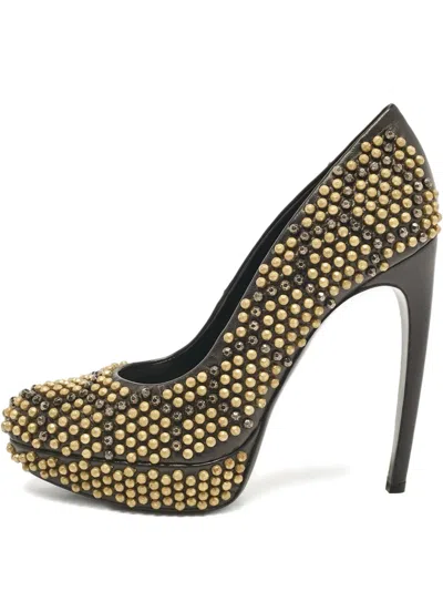 Pre-owned Alexander Mcqueen 2024 140mm Studded Pumps In Black