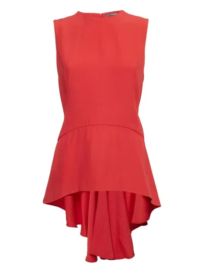 Pre-owned Alexander Mcqueen 2024 Asymmetrical Crepe Sleeveless Top In Red