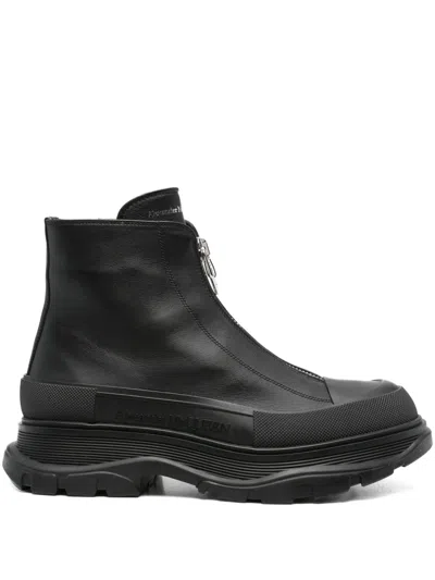 Pre-owned Alexander Mcqueen 2024 Zip Tread Slick Boots In Black
