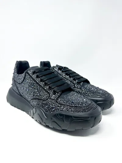 Pre-owned Alexander Mcqueen $2090  Men's Court Pull Velour Sneakers 43 $2090 In Black