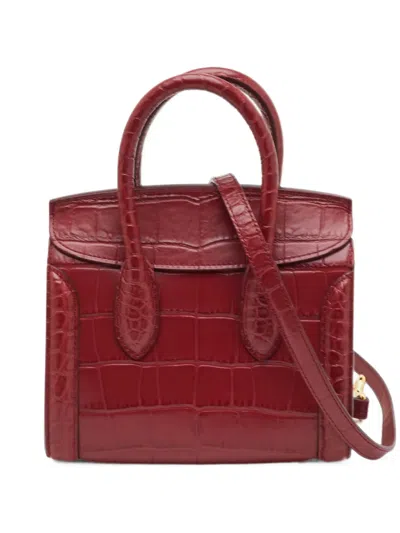 Pre-owned Alexander Mcqueen 21 Heroine Croc-embossed Tote Bag In Red