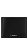 Alexander Mcqueen Leather Bifold Wallet With In Blacksilver