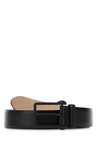 Alexander Mcqueen 3 Cm Black Leather Belt