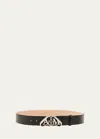 Alexander Mcqueen 4 Cm Leather Belt With Logo Buckle In Black
