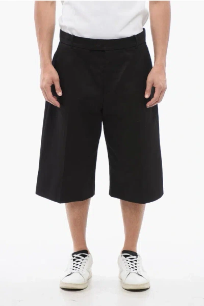 Alexander Mcqueen 4-pocketed Wide Leg Cotton Shorts In Black