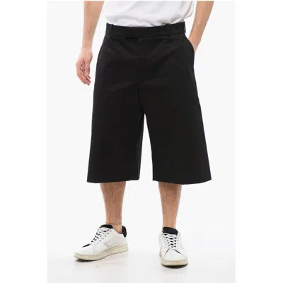 Alexander Mcqueen 4-pocketed Wide Leg Cotton Shorts In Black