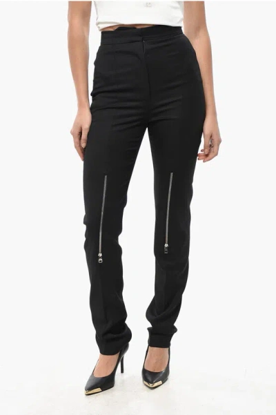 Alexander Mcqueen 4-pocketed Wool Pants With Knee Zips In Black
