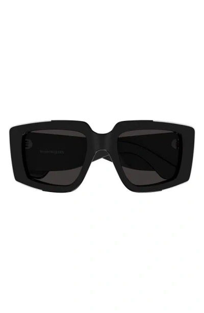 Alexander Mcqueen 51mm Geometric Sunglasses In Black