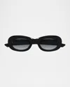 Alexander Mcqueen 51mm Oval Acetate Sunglasses In Black