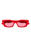 Alexander Mcqueen Geometric Sunglasses With Mcqueen Logo In Red/pink In Red