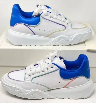 Pre-owned Alexander Mcqueen $540 Men's  Court Sneakers Mousse White Blue 686004wiamb 41 8